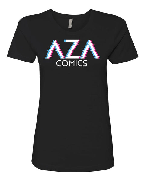 Aza Comics Cyberpunk Glitch Logo Women's Graphic Tee